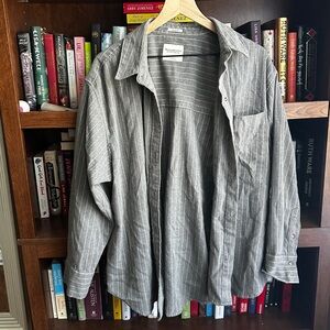 Abercrombie & Fitch Gray Pinstripe Shirt Jacket
